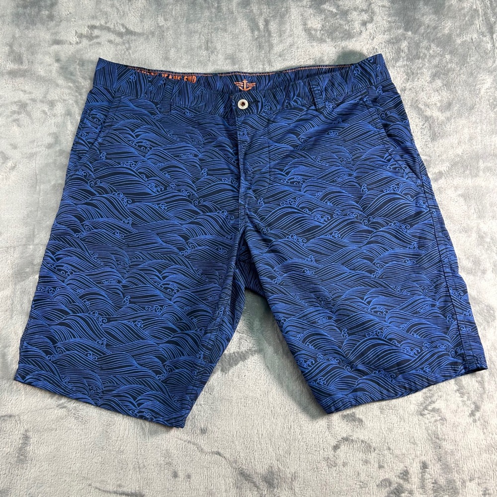 Dockers Mens Swim Trunks Shorts Blue Wave Pattern‎ Size 36